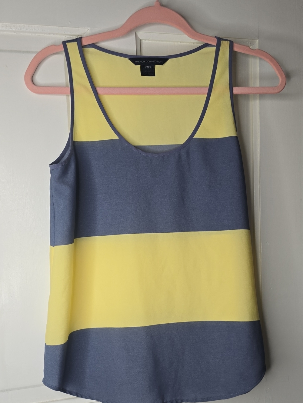 French Connection Yellow and Blue Wide-Stripe Sleeveless Tank
